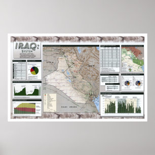 Póster Mapa de los hechos del aceite de Iraq - 2002