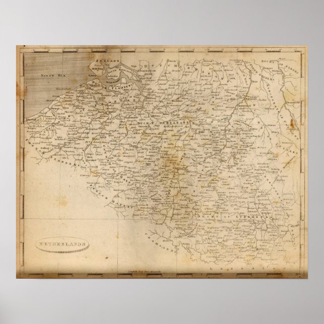 Póster Mapa de los Países Bajos por Arrowsmith (Frente)