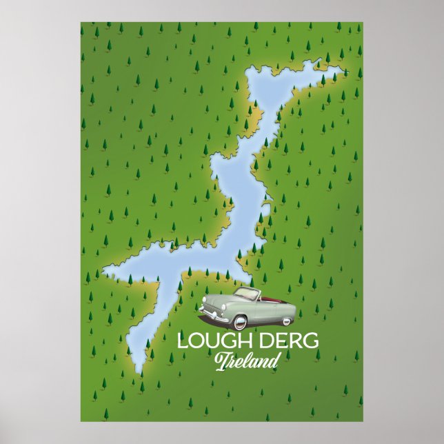 Póster Mapa de Lough Derg Ireland (Frente)