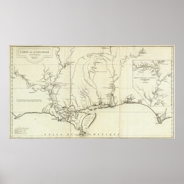 Póster Mapa de Louisiana (Frente)