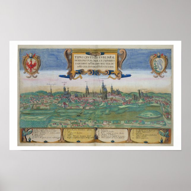 Póster Mapa de Lublin, de 'Civitates Orbis Terrarum' de (Frente)