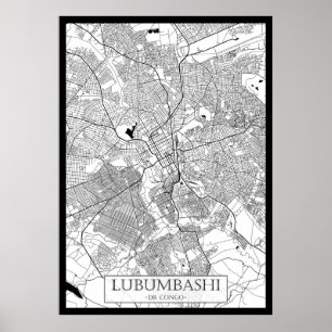 Póster Mapa de Lubumbashi RD Congo