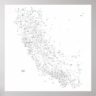 Póster Mapa de lugares de California