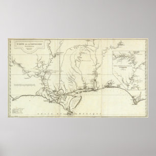 Póster Mapa de Luisiana