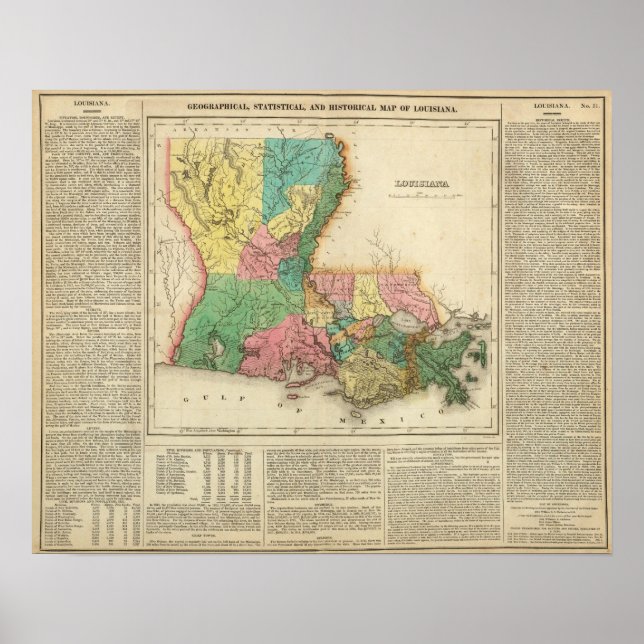 Póster Mapa De Luisiana (Frente)
