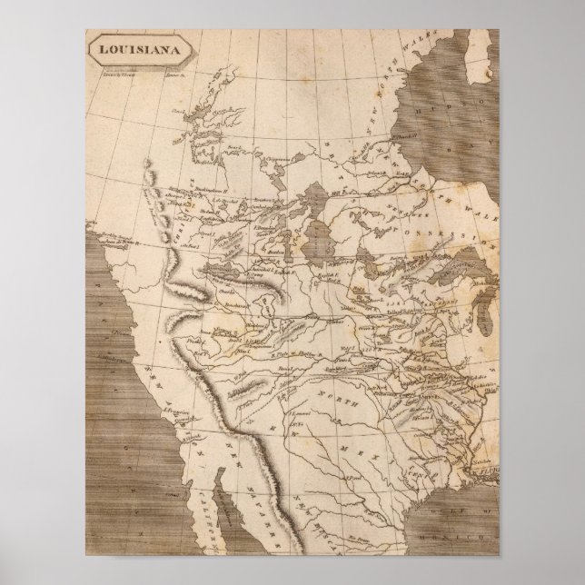 Póster Mapa de Luisiana por Arrowsmith (Frente)