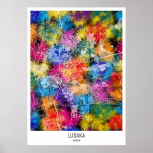 Póster Mapa de Lusaka Zambia