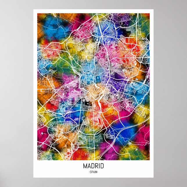 Póster Mapa de Madrid España (Frente)
