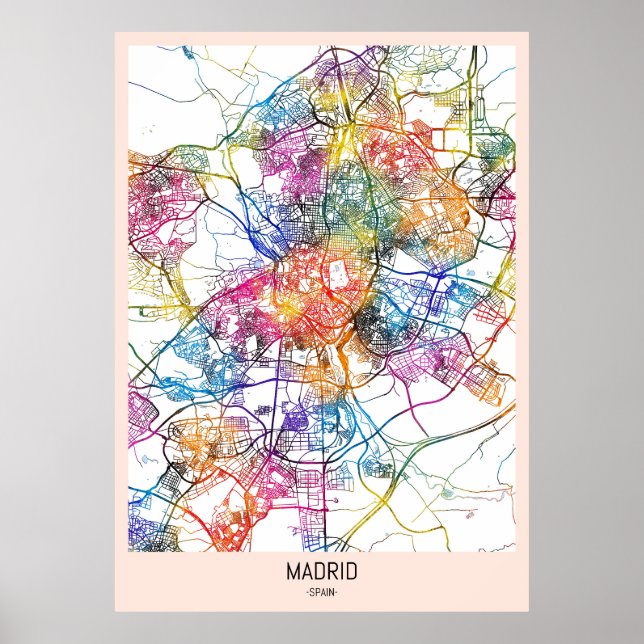 Póster Mapa de Madrid España (Frente)