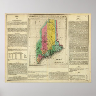 Póster Mapa de Maine