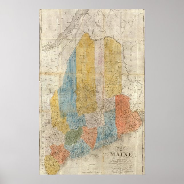 Póster Mapa de Maine (Frente)