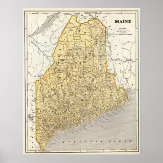 Póster Mapa de Maine Atlas