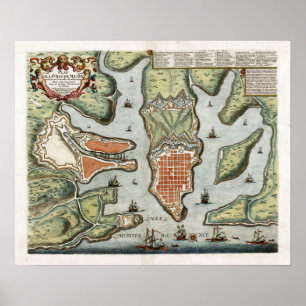 Póster Mapa de Malta de 1725