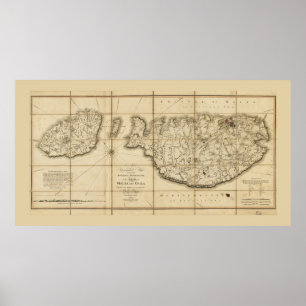Póster Mapa de Malta y Goza (1799)