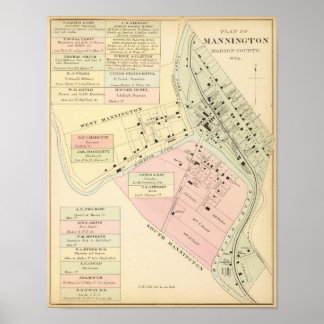 Póster Mapa de Mannington, Virginia Occidental