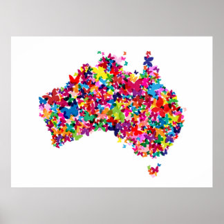 Póster Mapa de mariposas de Australia