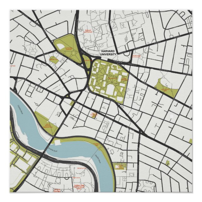 PÓSTER MAPA DE MASSACHUSETES DE LA UNIVERSIDAD DE HARVARD (Anverso)