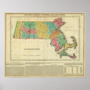 Póster Mapa de Massachusetts