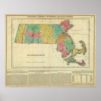 Póster Mapa De Massachusetts