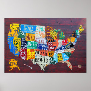 Póster Mapa de matrícula de Estados Unidos 2012 Ed. 1