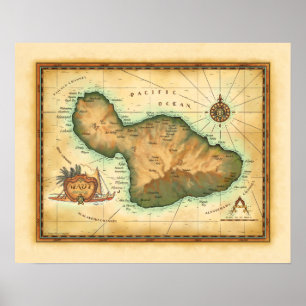 Póster Mapa de Maui
