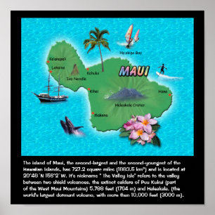 Póster Mapa de Maui