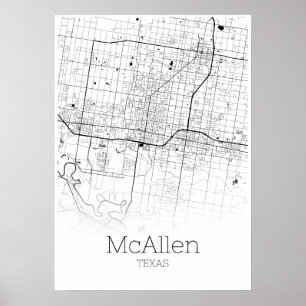 Póster Mapa de McAllen - Tejas - poster del mapa de la