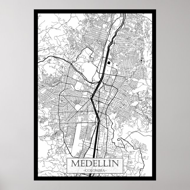 Póster Mapa de Medellín Colombia (Frente)
