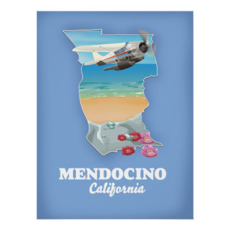 Póster Mapa de Mendocino California