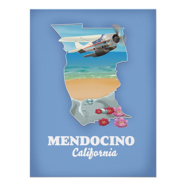 Póster Mapa de Mendocino California (Anverso)