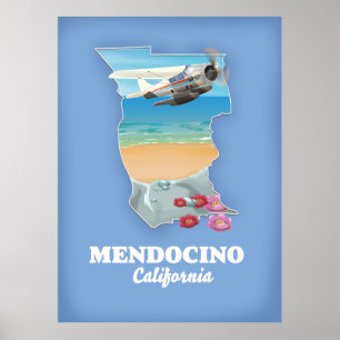 Póster Mapa de Mendocino California