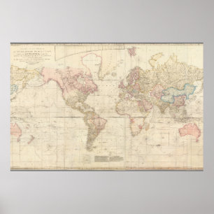 Póster Mapa de Mercator del Poster Mundial