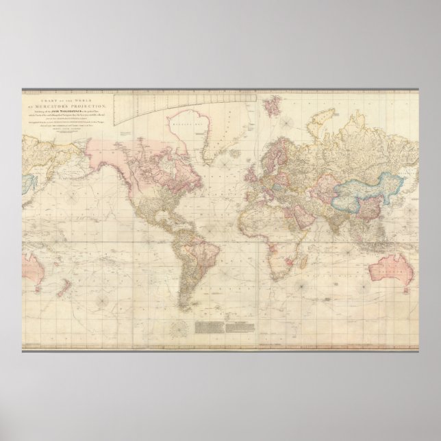Póster Mapa de Mercator del Poster Mundial (Frente)