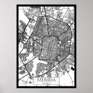 Póster Mapa de Mérida Ciudad de México