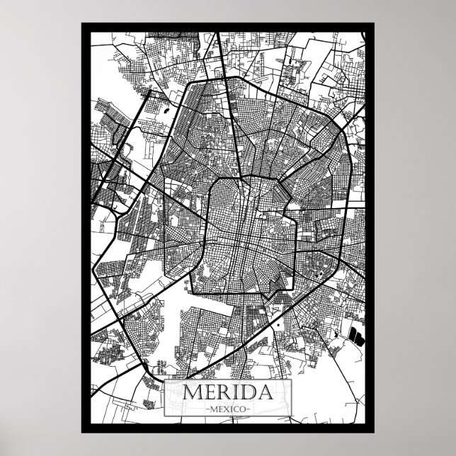 Póster Mapa de Mérida Ciudad de México (Frente)