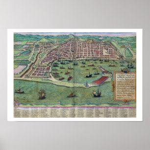 Póster Mapa de Messina, de 'Civitates Orbis Terrarum' por