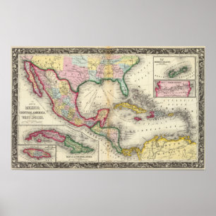 Póster Mapa De México, Centroamérica