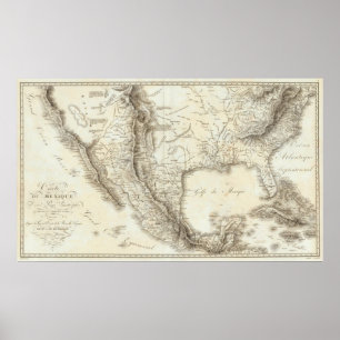 Póster Mapa de México y de países vecinos