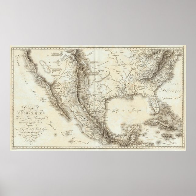 Póster Mapa de México y países vecinos (Frente)