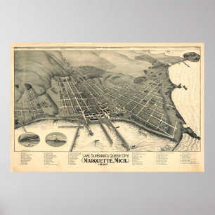 Póster Mapa de MI de marqueta de época (1897)
