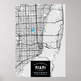 Póster Mapa de Miami City + Marcar su Poster de ubicación