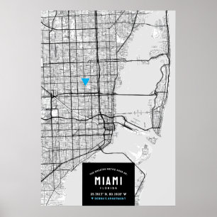 Póster Mapa de Miami City + Marcar su Poster de ubicación
