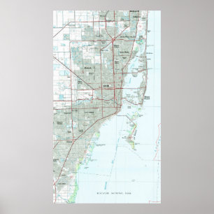 Póster Mapa de Miami Florida (1981)