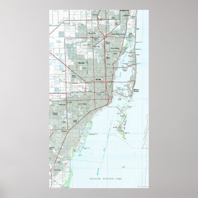 Póster Mapa de Miami Florida (1981) (Frente)