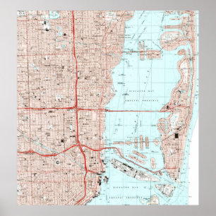 Póster Mapa de Miami Florida (1994)