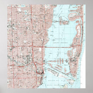 Póster Mapa de Miami la Florida (1988)