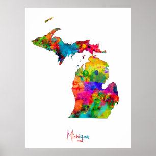 Póster Mapa de Michigan