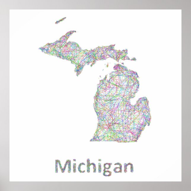 Póster Mapa de Michigan (Frente)