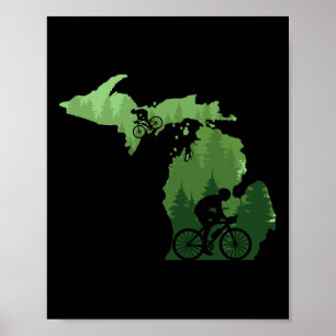 Póster Mapa de Michigan para ciclista de montaña Mtb en b