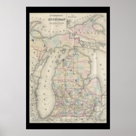 Póster Mapa de Michigan Vintage